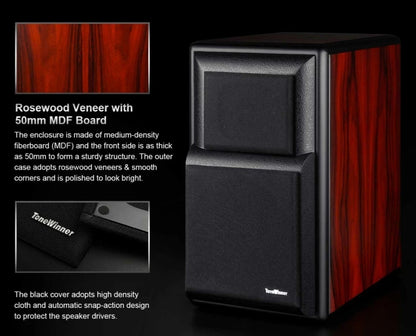 Winner TD-3 Hi-Fi Passive Bookshelf Speakers, 2.0 Stereo Wooden Enclosure Audiophile System for Home Audio
