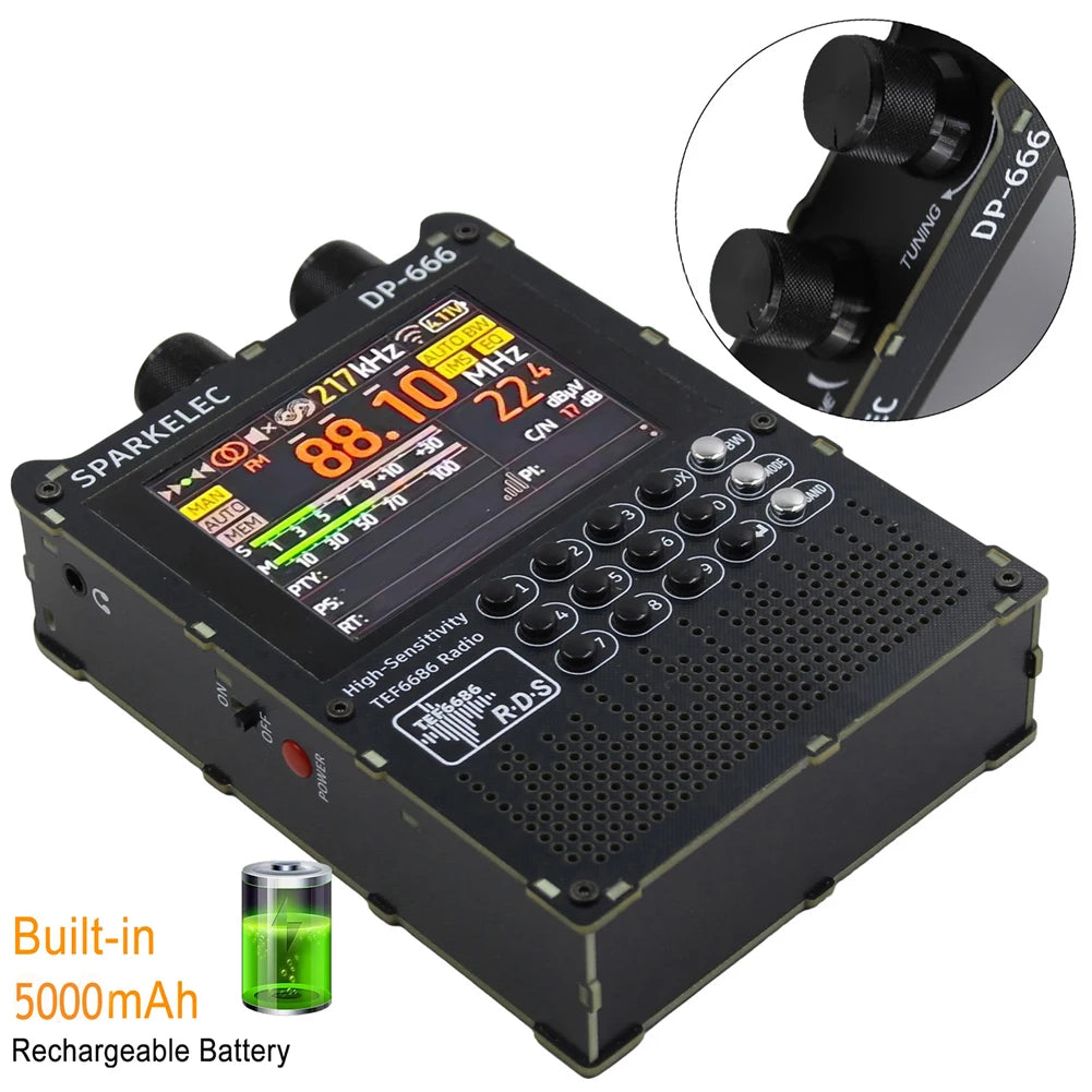 DP-666 TEF6686 Radio High Sensitivity Full Band FM AM Short Wave Radio with LCD Display High Sensitivity DSP Receiver Radio