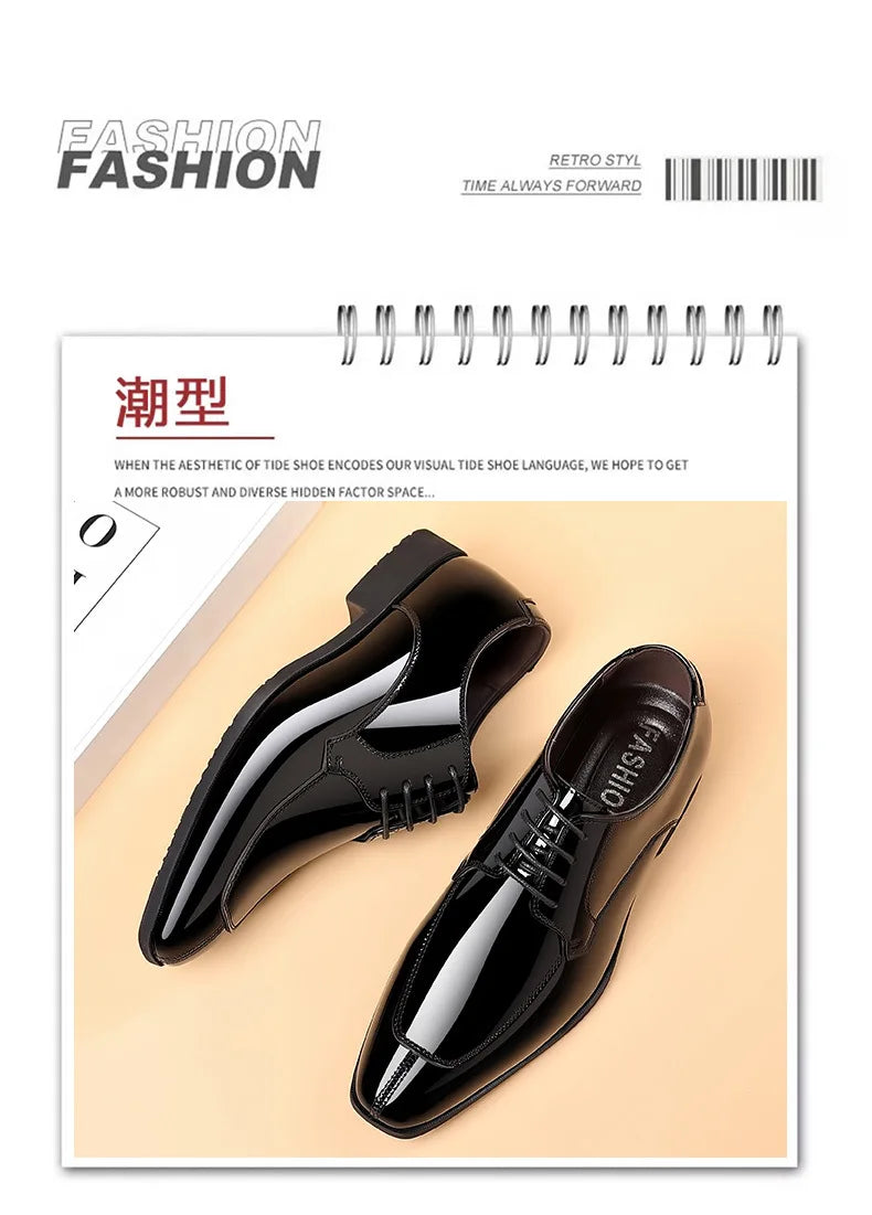 Business Men's Dress Shoes Patent Leather Trend Mens Party Shoe Soft Sole Casual Shoes Plus Size 38-48 Men Shoes High Quality
