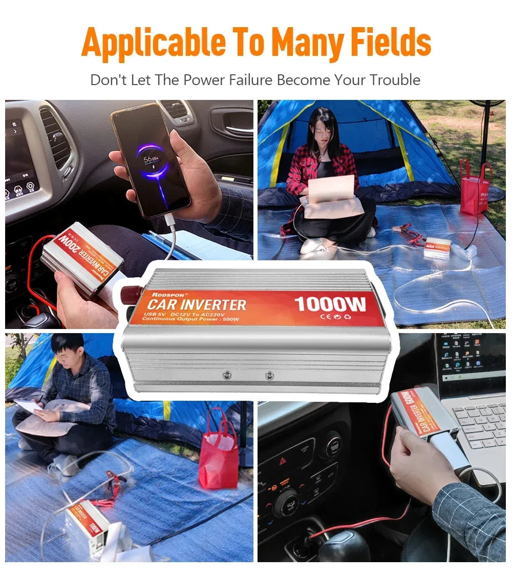 Car Inverter 12V 220V 200W-1000W AC Power Converter With 5V USB Sine Wave Car Inverter Charger Conversion Equipment