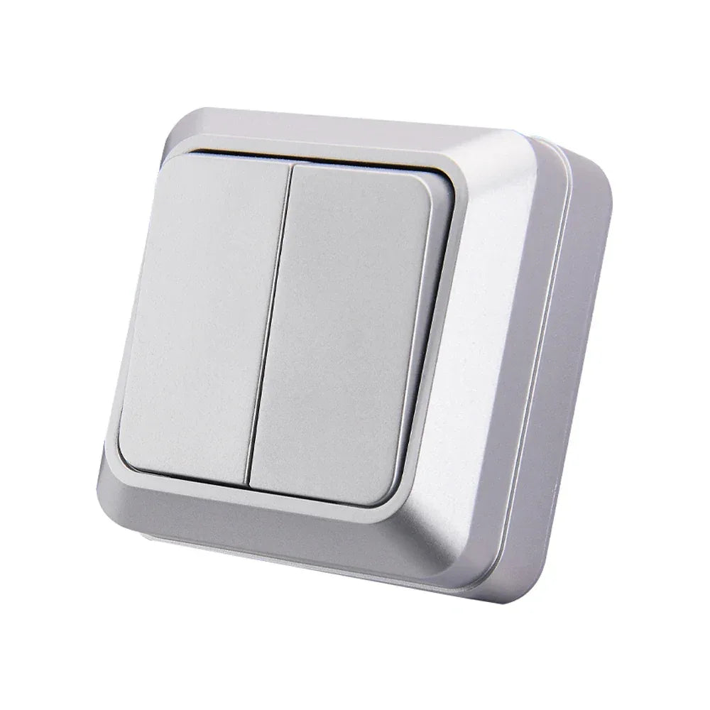 Blue Flame Retardant EU Standard Spray Plastic Rocker Switch Wall Surface 2 Gang 1 Way Button Light Switch On/Off Classic Switch