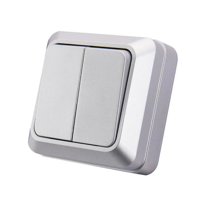 Blue Flame Retardant EU Standard Spray Plastic Rocker Switch Wall Surface 2 Gang 1 Way Button Light Switch On/Off Classic Switch