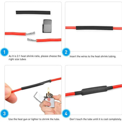 127PCS Heat-shrink Tubing Kit 2:1 black Thermoresistant Tube Electrical Connection Wire Cable Insulation Sleeving