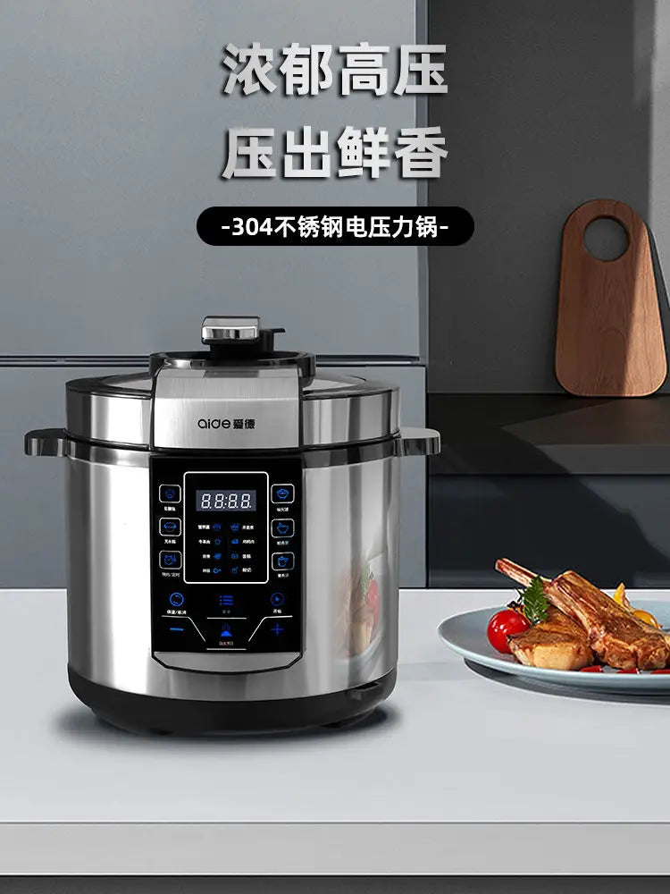 6L electric pressure cooker household large capacity 304 stainless steel intelligent pressure cooker multi-functional 220V