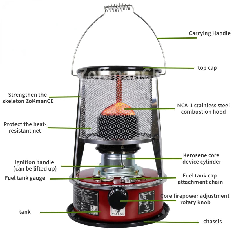 4.5L Portable Kerosene Stove Heater Kerosene Space Heater Outdoor Kerosene Heater for Camping  Fishing Hunting Cooking