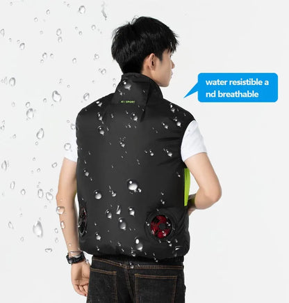 Summer cooling & heatstroke prevention fan vest, refrigerated outdoor waistcoat, fan work jacket, cooling vest, unisex style.