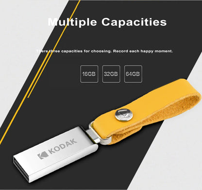 KODAK USB 2.0 Flash Drive 128GB 64GB 32GB Pen Drive Waterproof Mini Memory Stick Leather Metal U Disk