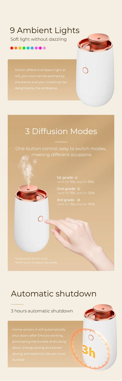 HIINST Waterless Diffuser for Essential Oil Luxury Aromatherapy Diffuser Rechargeable Aroma Diffuser for Home Room