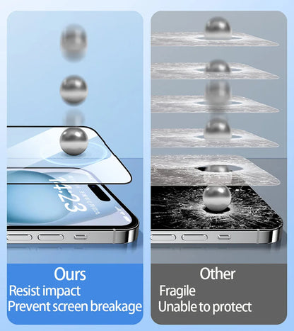 4Pcs Full Cover Tempered Glass For iPhone 16 11 12 13 14 15 Pro Max Anti-Burst Screen Protector For iPhone 7 8 XR XS Max Glass