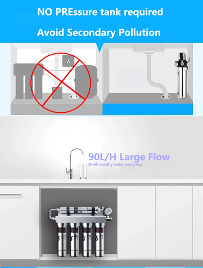 Household Kitchen Ultrafiltration  Water Purifier With Tap Stainless Steel Direct Drink Tap Water Purifier Water Filter System