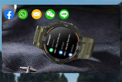 2025 New Sport Smart Watch Men 360*360 HD Screen Flashlight Health Monitoring IP68 Waterproof Heart Rate BT Call Smartwatch Man