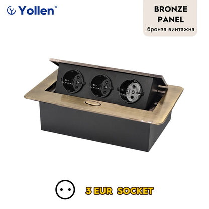 White/Black/Silver/Gold(Бронза Bинтажна) Metal Panel EUR Version RU Table Socket 2/3 Outlet USB Office Kitchen Cabinet Install