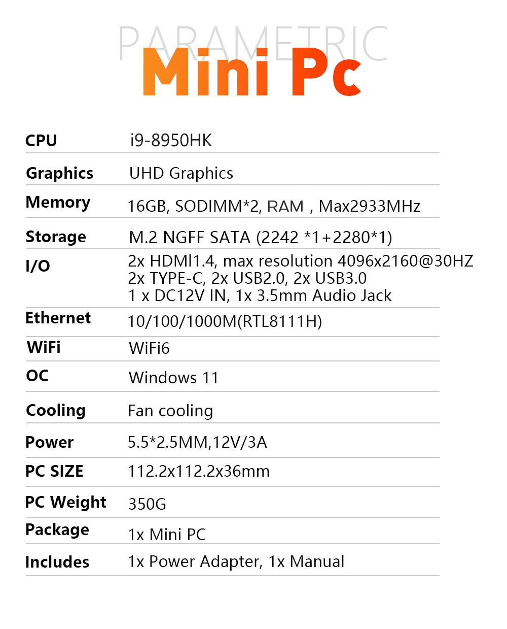 New Windows 11 Pro Portable Mini PC Gamer Core i9 8950HK i3 6100 Mini Computer 16GB RAM 1TB SSD 1000M Ethernet Gaming PC Desktop