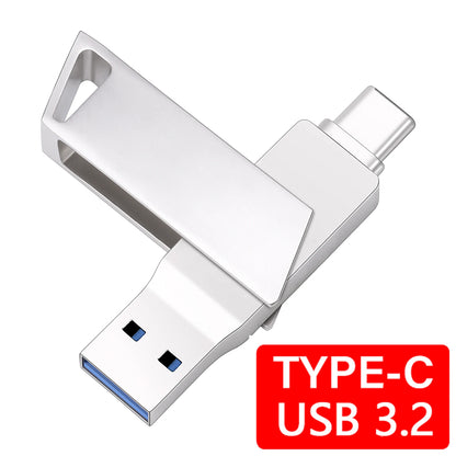 High speed TYPE C USB 3.2 Pen drive 256GB OTG 2 IN 1 Metal USB flash drive 128GB Pendrive 64GB USB flash drives Memory Disk