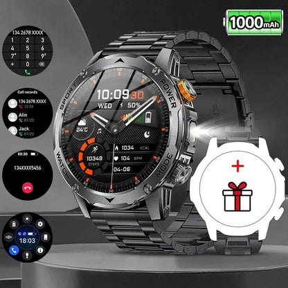 LIGE AMOLED Smart Watch Men with Flashlight Sports IP68 Waterproof Fitness Tracker Bluetooth Call Smartwatch Man for Android iOS