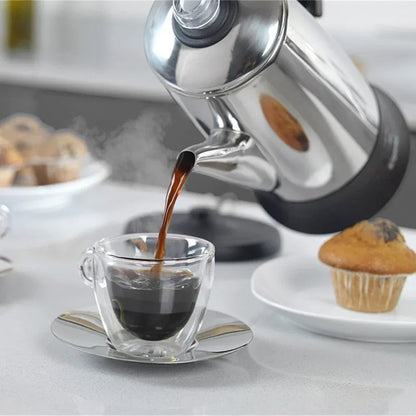 1.8L Electric Coffee Percolator 12 Cup Stainless Steel Coffee Pot with Keep Warm Function Reusable Filter Basket Coffee Maker