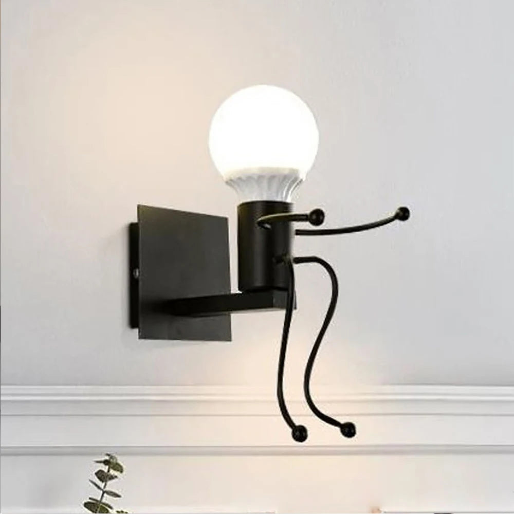 Humanoid Creative Wall Light Modern Simple Little Man Bedside Lamp Sconce Indoor Decor Hanging Lighting for Children Bedroom LED