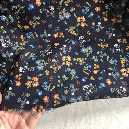 145cm Wide Printed Cotton and Linen Fabric Small Floral Patterns Retro Shirt Dress DIY Clothing Sewing Fabric 90% Cotton Content