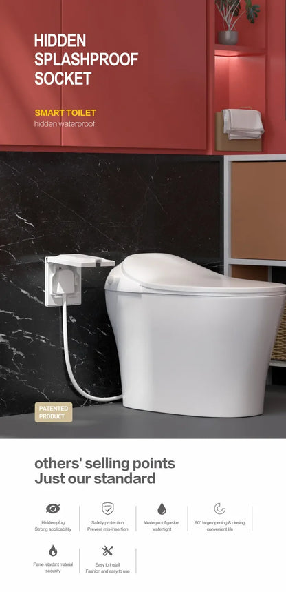UK Plug 13A Recessed Bathroom Socket Panel with Hidden Waterproof Plug and Built-in Type 86 Kitchen Invisible 220V Socket