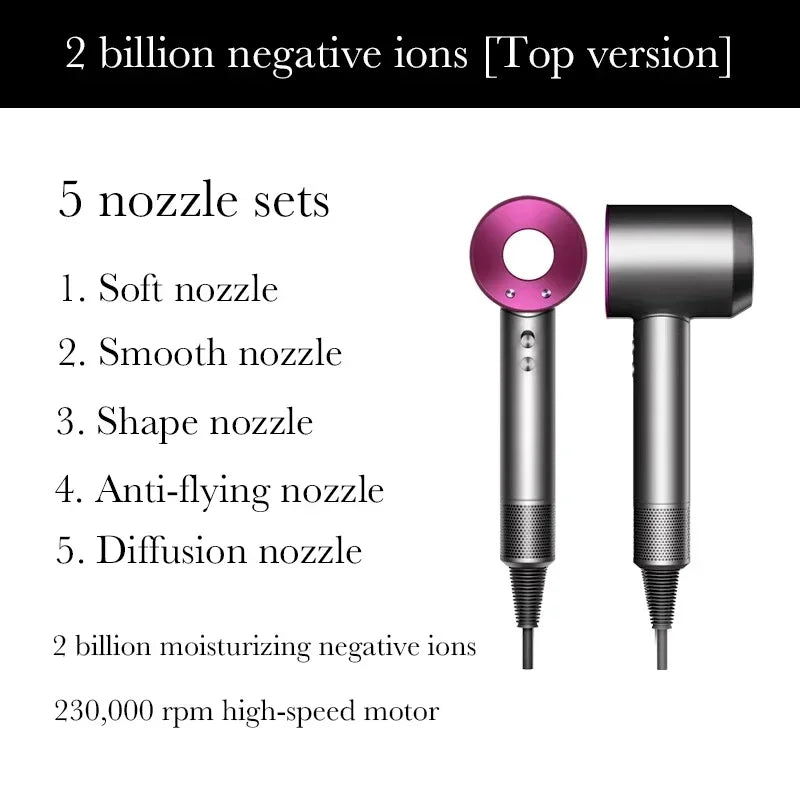Sèche-cheveux Super Hair Dryer 220V sans balais, soin capillaire personnel, coiffage, outil à ions négatifs, programme de séchage, sèche-cheveux électrique à ions négatifs