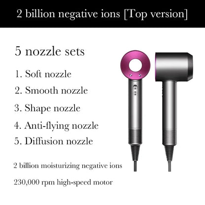 Sèche-cheveux Super Hair Dryer 220V sans balais, soin capillaire personnel, coiffage, outil à ions négatifs, programme de séchage, sèche-cheveux électrique à ions négatifs