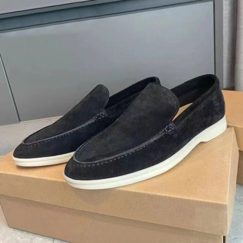 Fashion Classic Suede Leather Loafers Men Casual Shoes Luxury Brand Mens Breathable Slip on Driving Shoes Moccasins