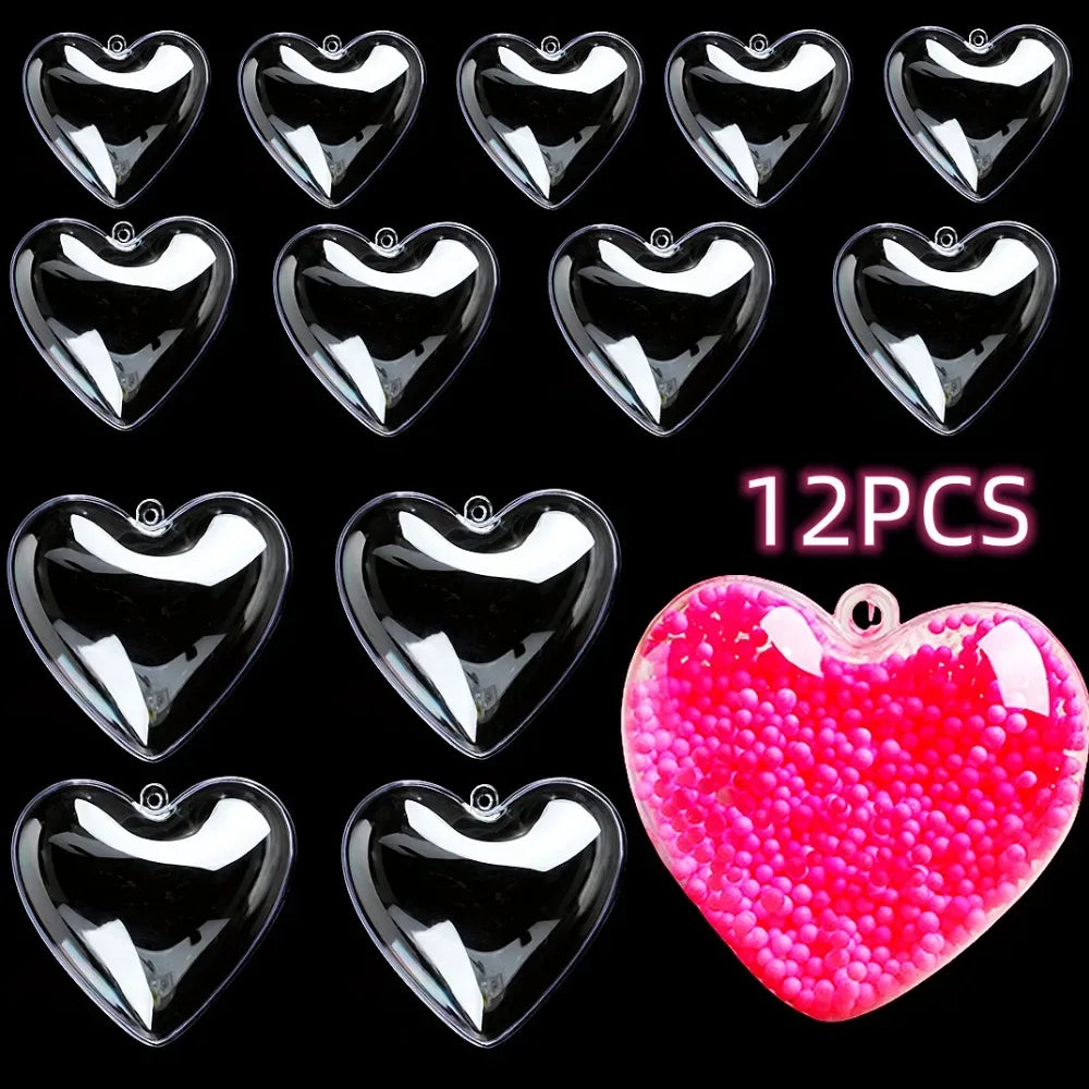 12 Pcs Transparent Love Empty Box for Valentine's Day Wedding Birthday Party Carnival Easter Christmas Gift Filler Decoration