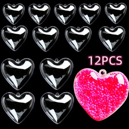 12 Pcs Transparent Love Empty Box for Valentine's Day Wedding Birthday Party Carnival Easter Christmas Gift Filler Decoration