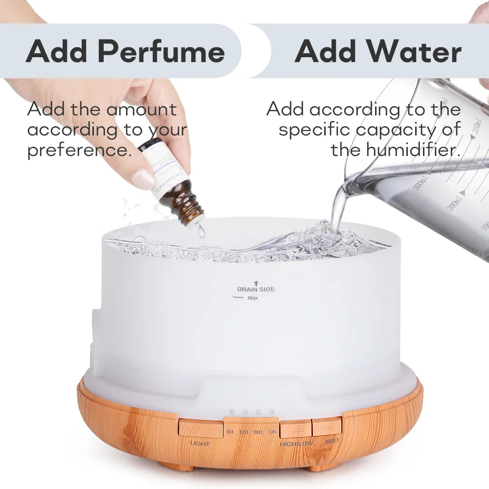 Air Humidifier Essential Oil Diffuser 300ML 500ML 1000ML With Lights Remote Control Ultrasound Electric Aromatherapy Diffuser
