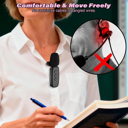 Portable Wireless Voice Amplifier with Lavalier Microphone Rechargeable Clip On Megaphone Speaker for Teacher Tour Guide Outdoor