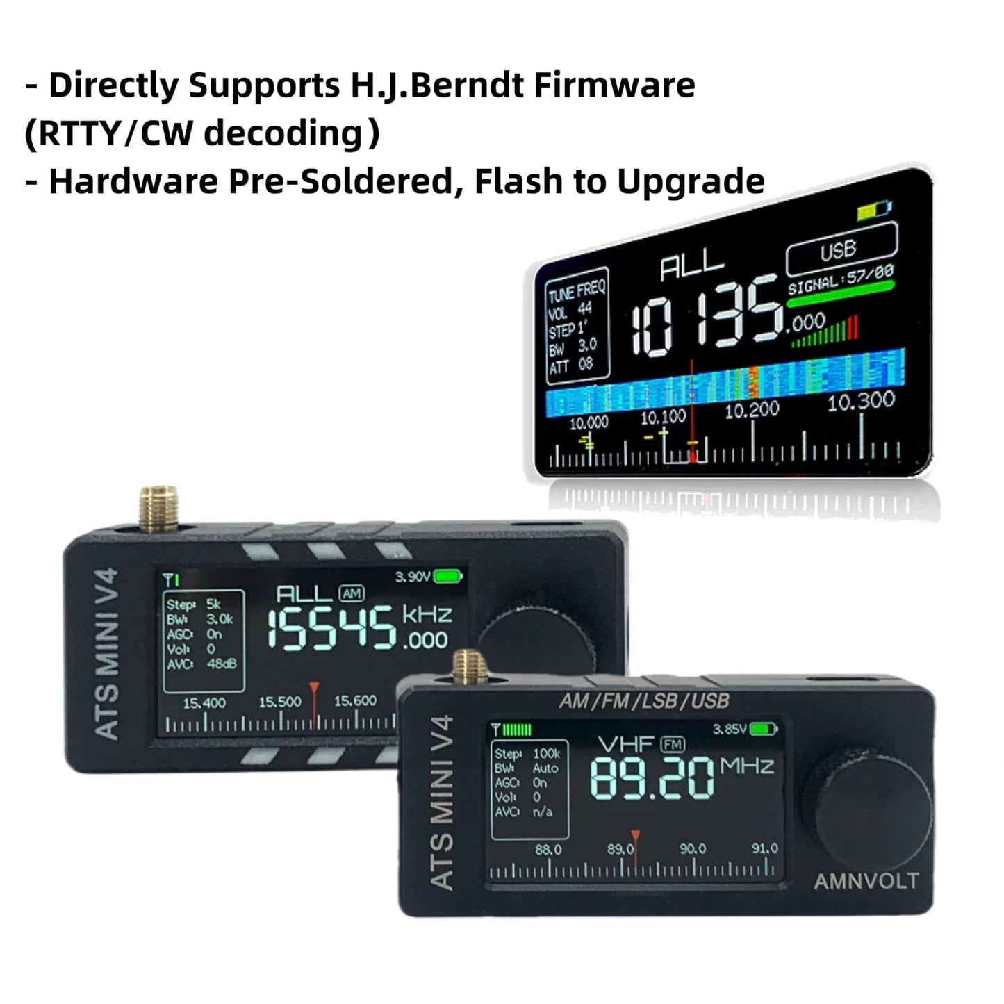 AMNVOLT V4/V3S ATS MINI SI4732 Radio ALL Band DSP Radio FM AM SSB LSB USB Receiver, built-in Hi-Z Headphone Amplifier Circuit