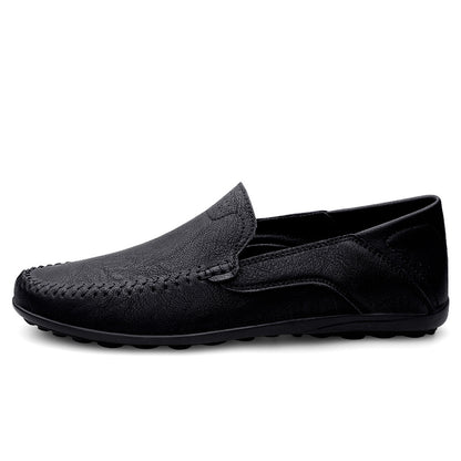 Fashion Men Casual Leather Shoes Luxury Italian Soft Men Loafers Handmade Moccasins Men Breathable Slip on Boat Shoes Plus Size