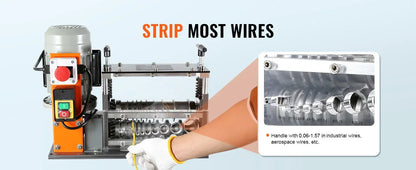 SucceBuy Electric Wire Stripping Machine Cable Stripper Peeler 750W 1.5-32mm 10 Channels Acrylic+Aluminum Scrap Copper Recycling