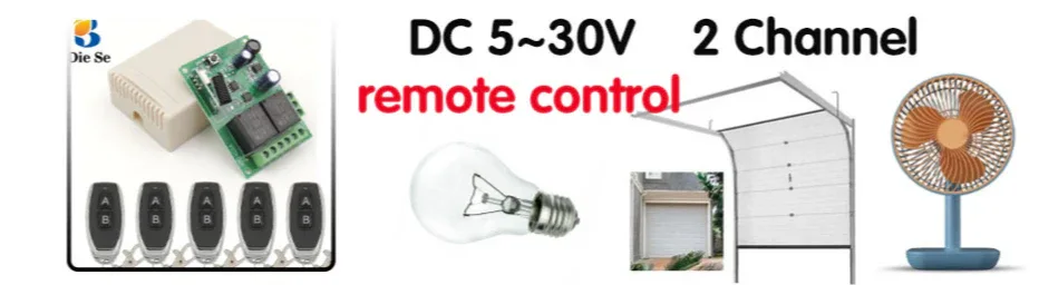 433MHz Universal Wireless Remote Control AC220V 2CH rf Relay Receiver and Transmitter for Universal Garage door and gate Control