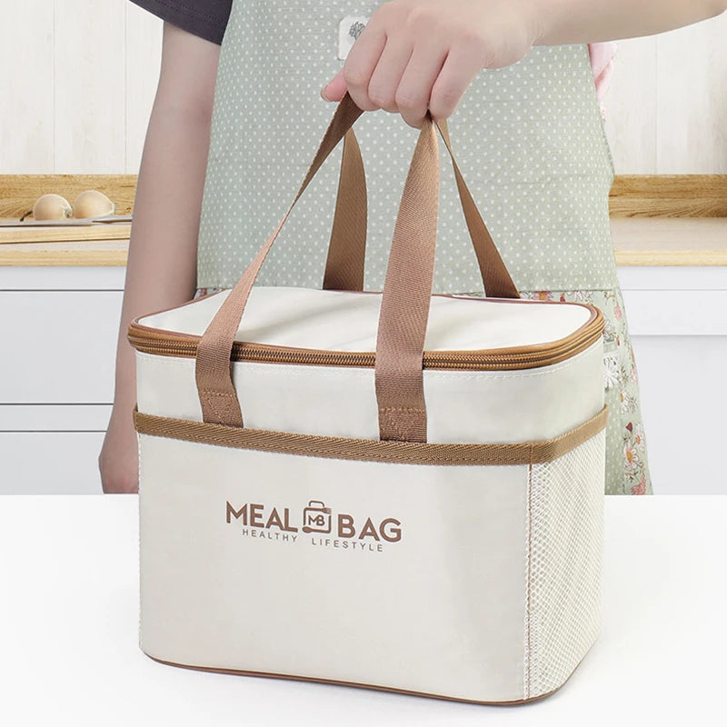 Portable lunch bag food insulated box Waterproof shoulder strap insulated box, hand-held lunch box bag, fresh aluminumA-DH