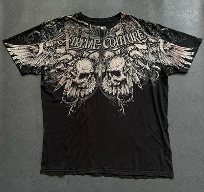 Y2K Xtreme T Shirt Man's Clothing Skeleton Printing Tops Harajuku Fashion Trend Baggy Men And Women Short Sleeves
