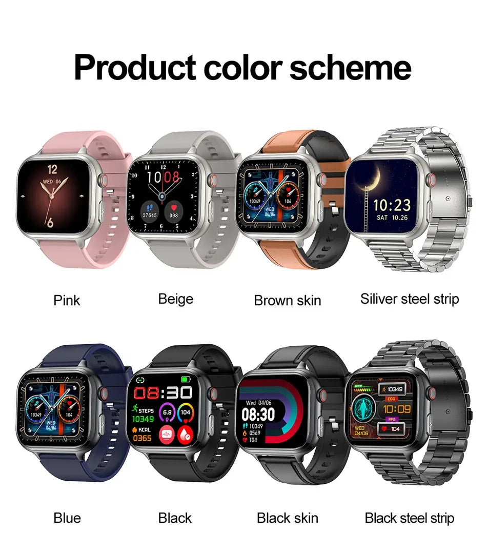 2025New Medical Grade ECG+PPG Smart Watch BMI Body Fat Uric Acid Painless Non-invasive Blood Sugar Monitoring Calling Smartwatch