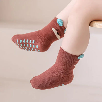 Children's Socks For Girls Boys Cotton Fashion Autumn Winter Kids Boy Girl Sock Cute Soft Baby Toddler Home Sock Anti Slip 3-5Y