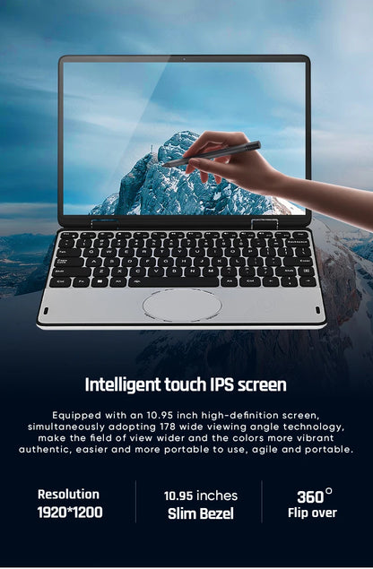Topton L20 360° YOGA Intel N100 Laptop 10.95 inch IPS Touch Book Max 32G DDR4 2T SSD Portable Office Notebook Mini PC Tablet