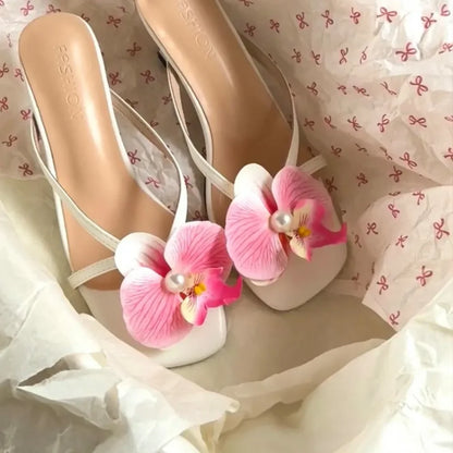 1 Pair Simulation Coloful Thai Fairy Butterfly Flower Shoe Buckles Personalized Design Butterfly Orchid Simulation Buckles Decor