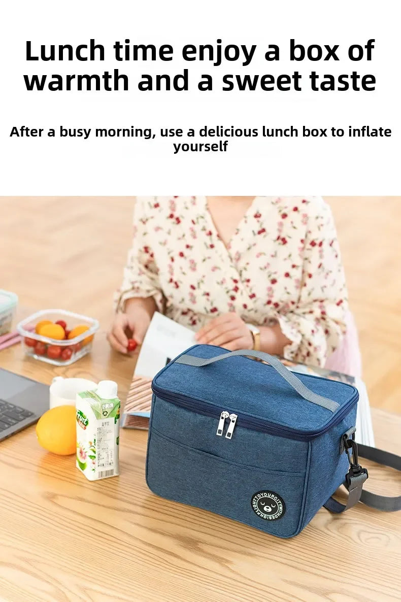 Portable Lunch Bag Food Thermal Box Waterproof Office Cooler Lunchbox With Shoulder Strap Insulated Case Essential for picnics