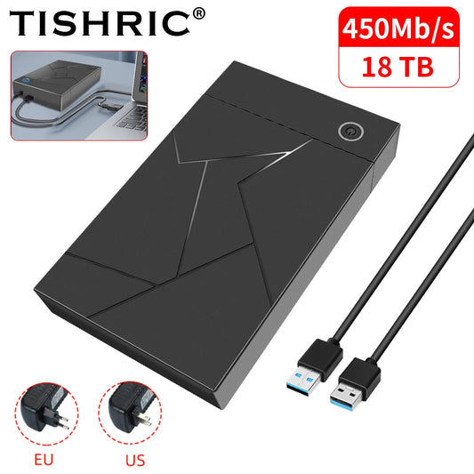 TISHRIC 3.5 Inch USB 3.0 to SATA Port SATA Hard Drive Case SSD Hard Drive Enclosure External Solid State Hard Disk Box HDD Case by PDG ibma