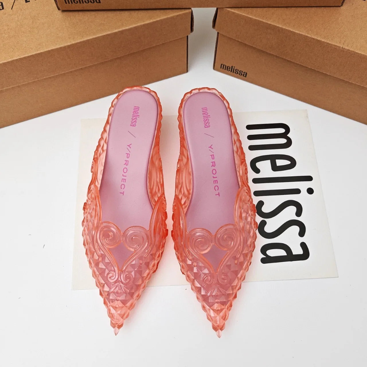 Design Big Butterfly Knot Melissa Women Flat Mules Sandals High Quality Cozy Patent Leather Pointed Toe Back Strap Shoes