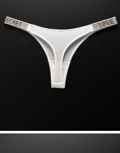 Letter Sexy Panties Women Thongs Rhinestones Diamonds G-string Sports Thong Low Waist Shorts Briefs T-back Fitness S-XL