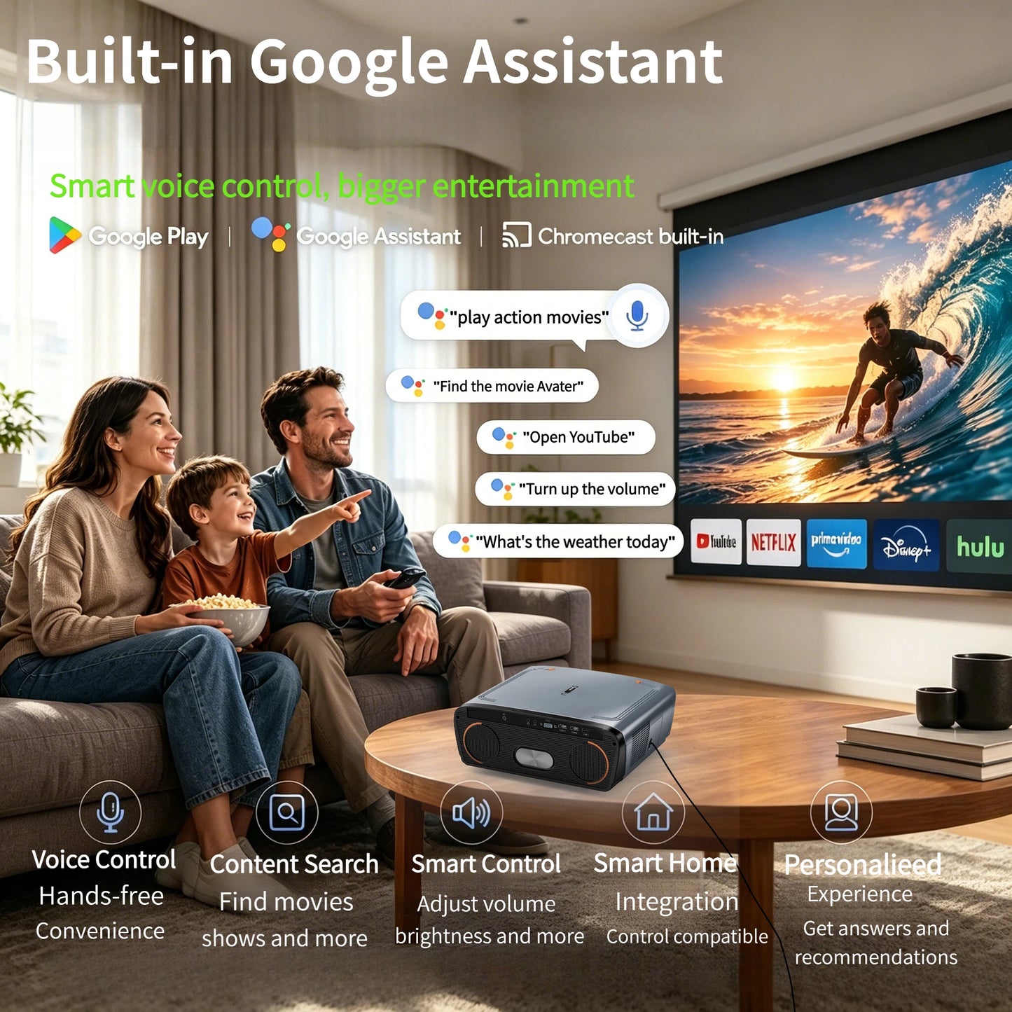 4200 ANSI 4K UHD Projector Smart Android 14 Google TV Video Beamer 2.4G+5G WiFi6 TOF Auto Focus Dual Speaker Home Theater 2026