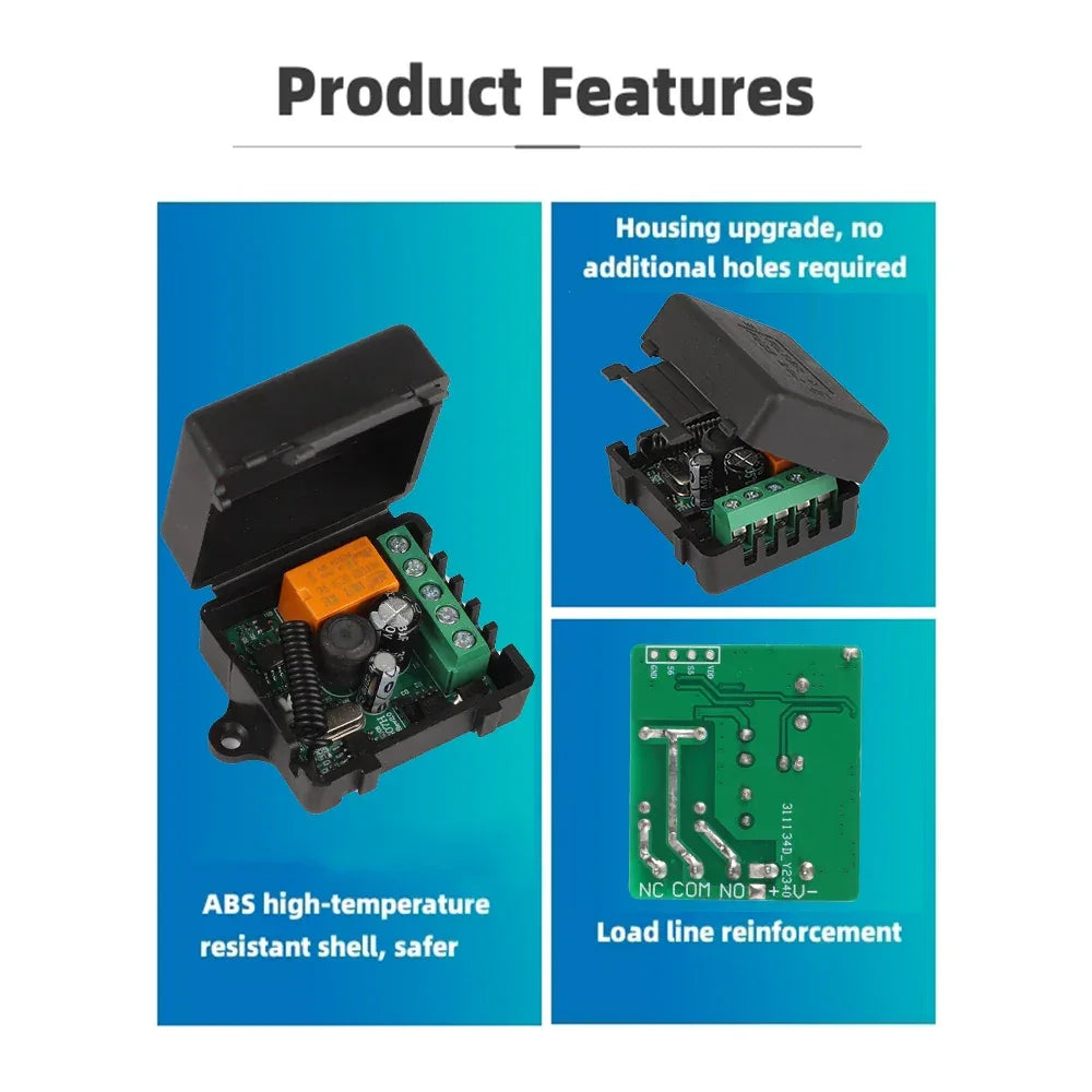 433Mhz RF Remote Control Wireless Switch DC 12V 24V 36V 10A 1CH RF Relay Receiver and 2CH Transmitter Kit For Intelligent Home