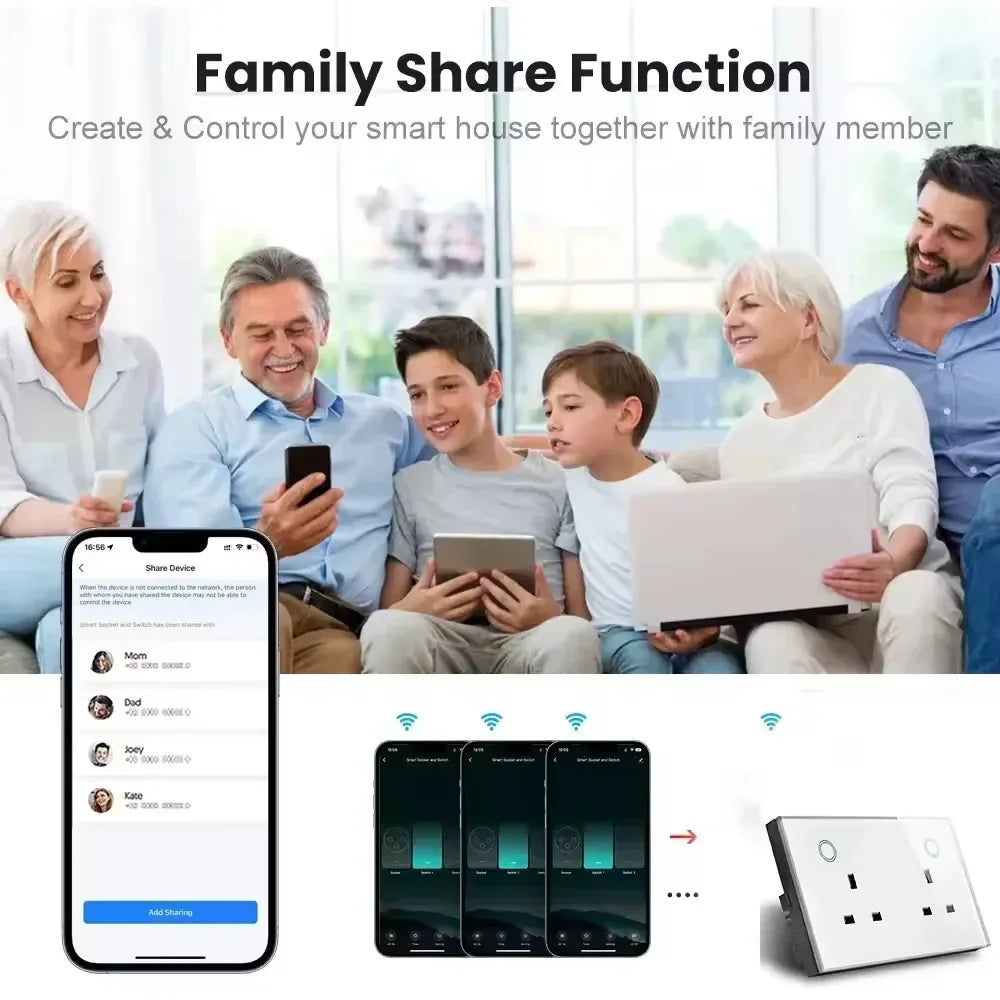 Melery WIFI Smart Tuya USB Type C PD 20W Wall Socket UK Plug Outlet Power Monitor Touch Switch Wireless Remote Alexa Google Home