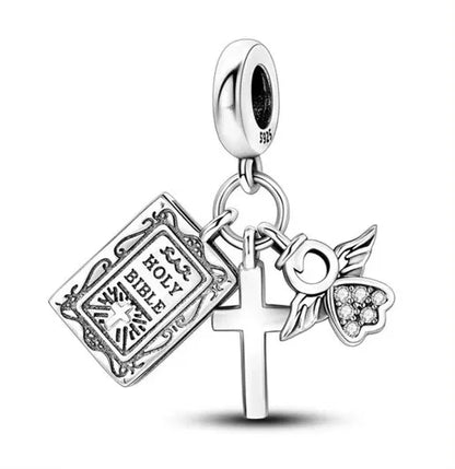 2025 Hot Sale Pink zircon aircraft passport cross Charm Beads Fit 925 Sterling Silver Original women Bracelet DIY Jewelry Gift