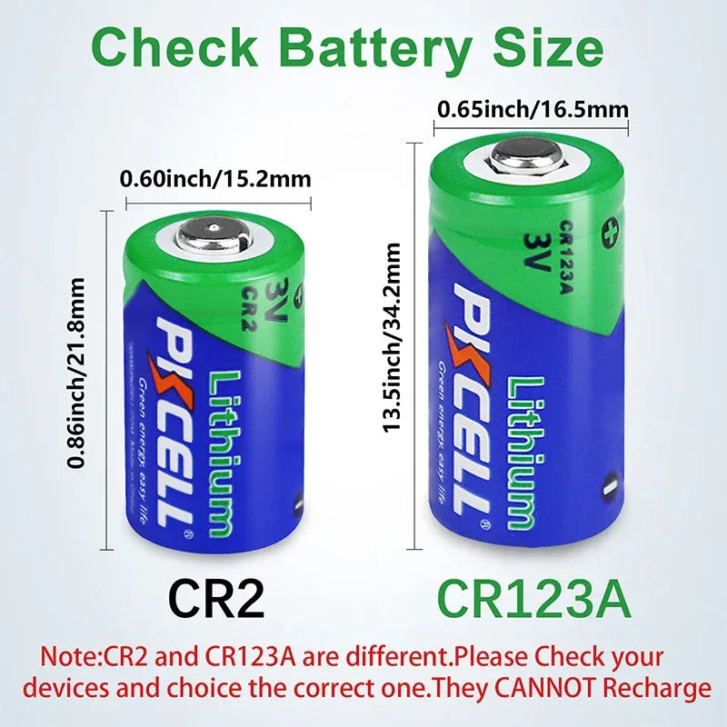 48PC PKCELL CR123A 3V Battery CR17345 Lithium Non-rechargable Batteries V123 KL123LA CR123R DL123A 3 Volt Lithium Pile Battery