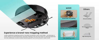 Lefant M320 cordless Robot Vacuum Cleaner and mop, 6000Pa ,210 Mins Runtime,Self-Charging,Ideal for Hard Floor, Pet Hair,Carpet